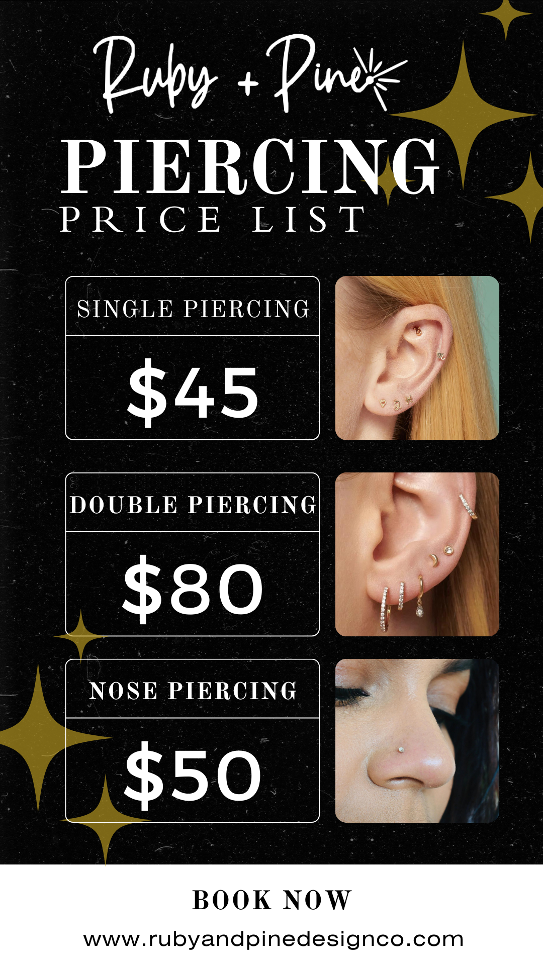 Ear Piercing Apt. (1-4 piercings)